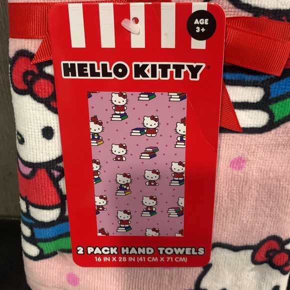 New Hello Kitty Pink Back To School Set Of 2 Hand Towels Towel With Tag & Bow - Picture 4 of 10